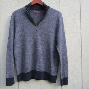 UNTUCKit Sweater Men's L Belguard Jacquard 100% Merino Wool‎ 1/4 Zip PullOver